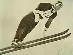 Hans Bjørnstad hopper i Lake Placid-VM i 1950